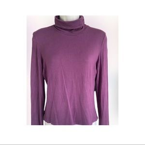Martha B - purple Turtle Neck long sleeve blouse size Large.